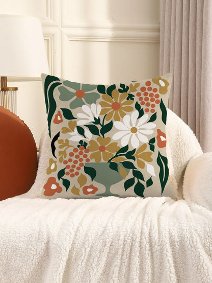 غطاء وسادة مطبوع بنمط زهرة الكوب البسيط العصري بدون حشو