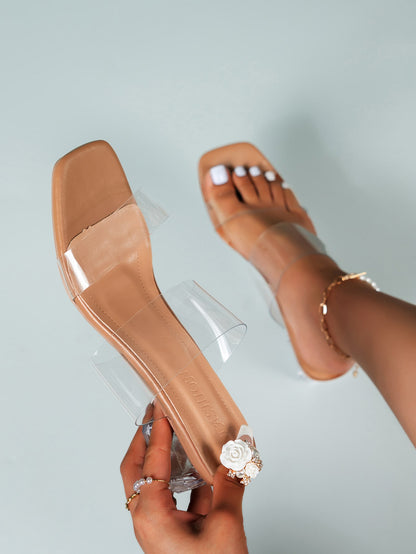 صنادل مبسط pvc بلاستيك حذاء كعب مكتنز موضة نساء