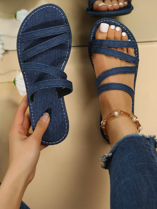 صنادل مبسط دنيم موضة نساء