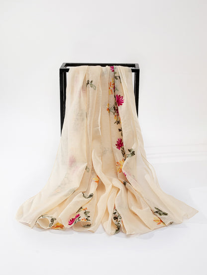 وشاح مطرز الأزهار موضة الى اليومي قطعة واحدة نساء