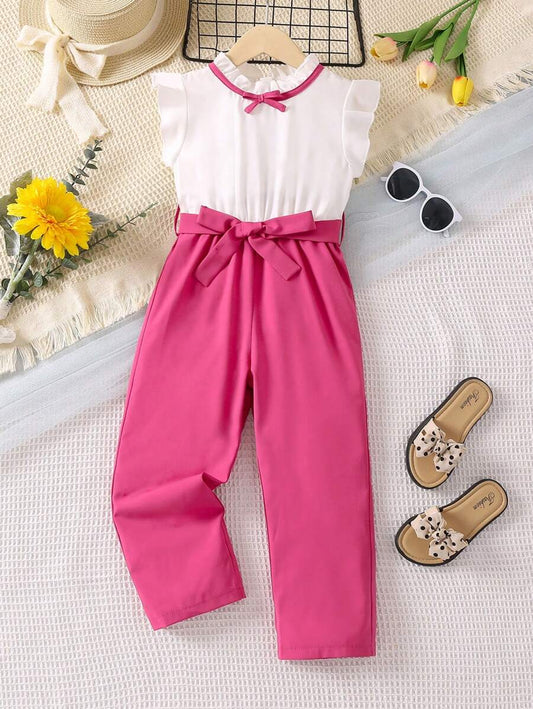 بدلة قصيرة لفتاة صغيرة بلون أزهار مع ياقة رقيقة وأكمام معكوفة للصيف