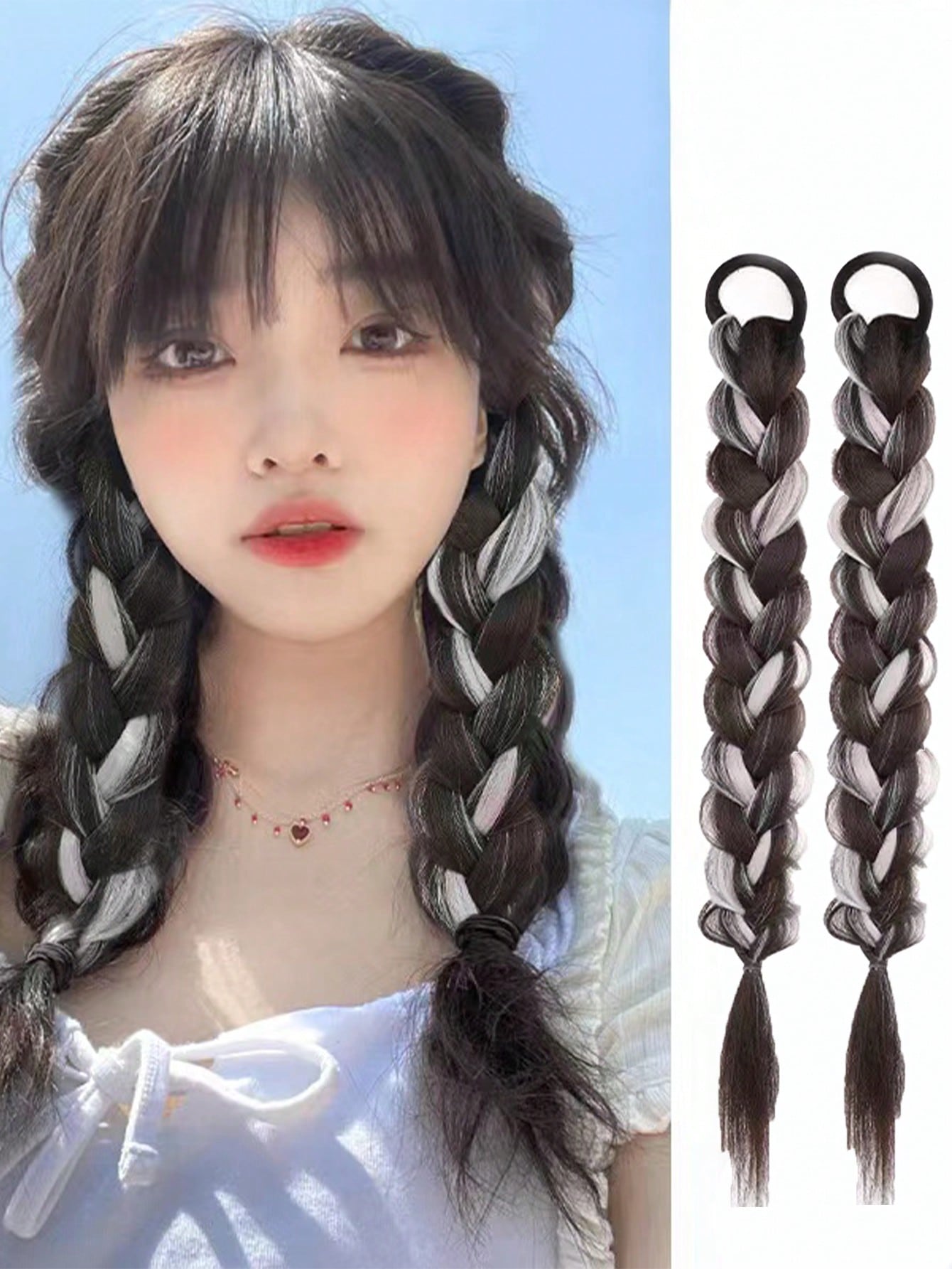 ضفيرة شعر اصطناعي طويل عارضتين