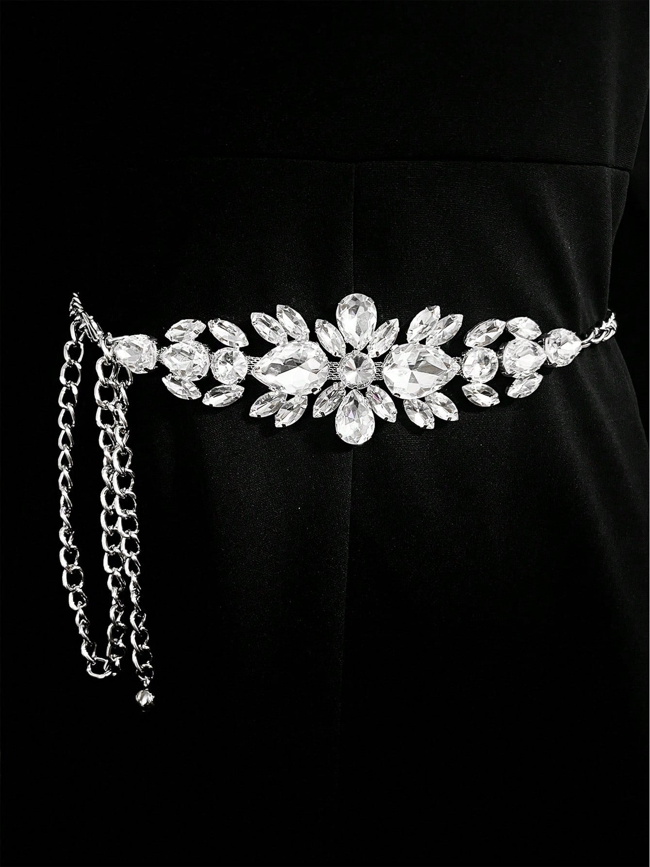 حزام سلسلة مرصع بالرينستون للزينة أنيق للنساء قطعة واحدة