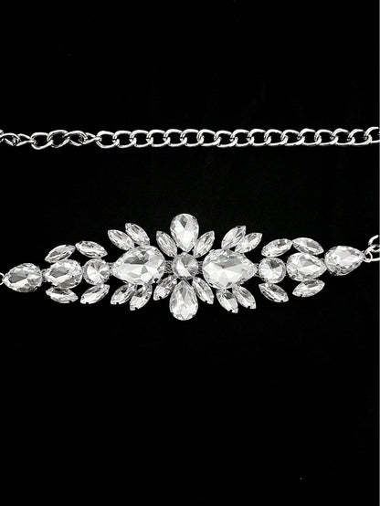 حزام سلسلة مرصع بالرينستون للزينة أنيق للنساء قطعة واحدة