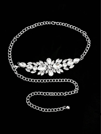 حزام سلسلة مرصع بالرينستون للزينة أنيق للنساء قطعة واحدة