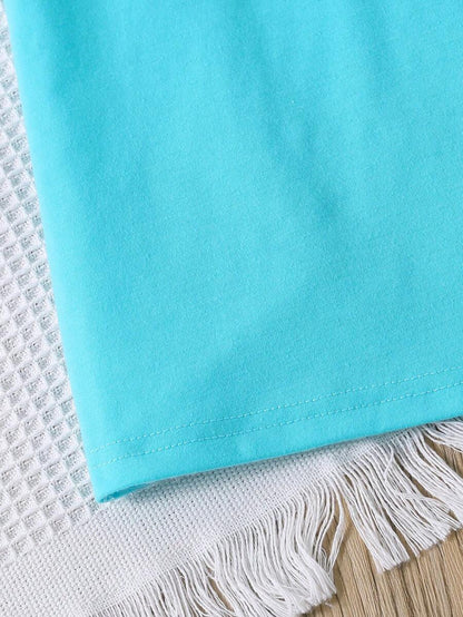 تي شيرت رسومات حروف فتاة صغيرة وبنطلون طباعة زهور