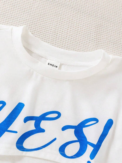 طقم فستان وتي شيرت مقصوص للفتيات المراهقات وفستان ضيق أزرق