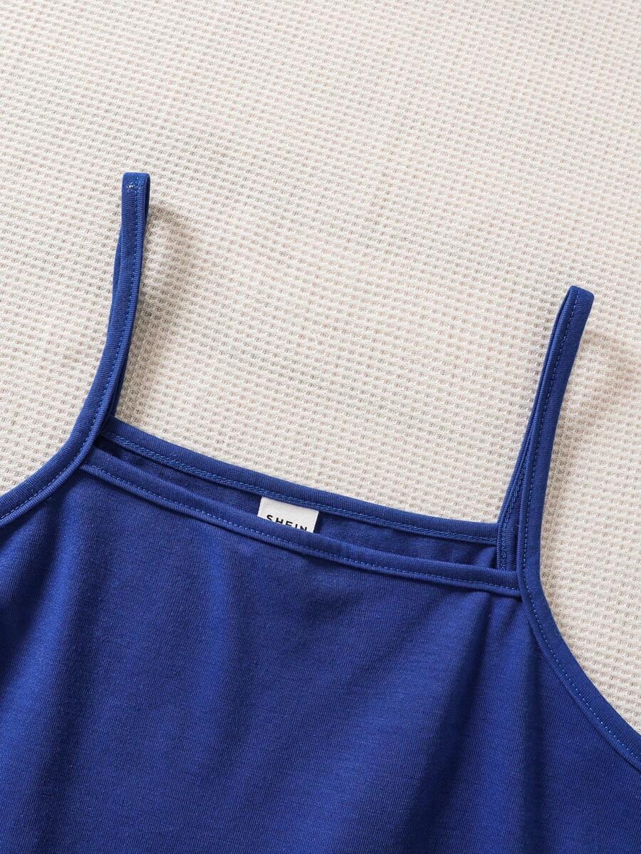 طقم فستان وتي شيرت مقصوص للفتيات المراهقات وفستان ضيق أزرق