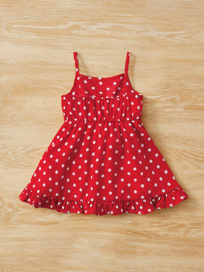 فستان كامي بناتي بنمط النقاط المذهبة و جنزير مزين بطبقات