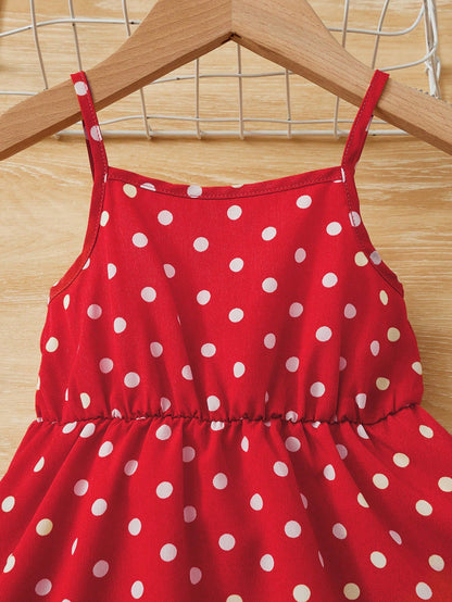 فستان كامي بناتي بنمط النقاط المذهبة و جنزير مزين بطبقات