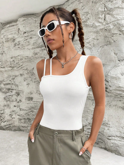 بوديسوت موحدة اللون ياقة غير متماثل محبوك مضلع