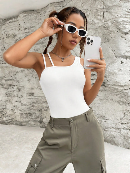 بوديسوت موحدة اللون ياقة غير متماثل محبوك مضلع