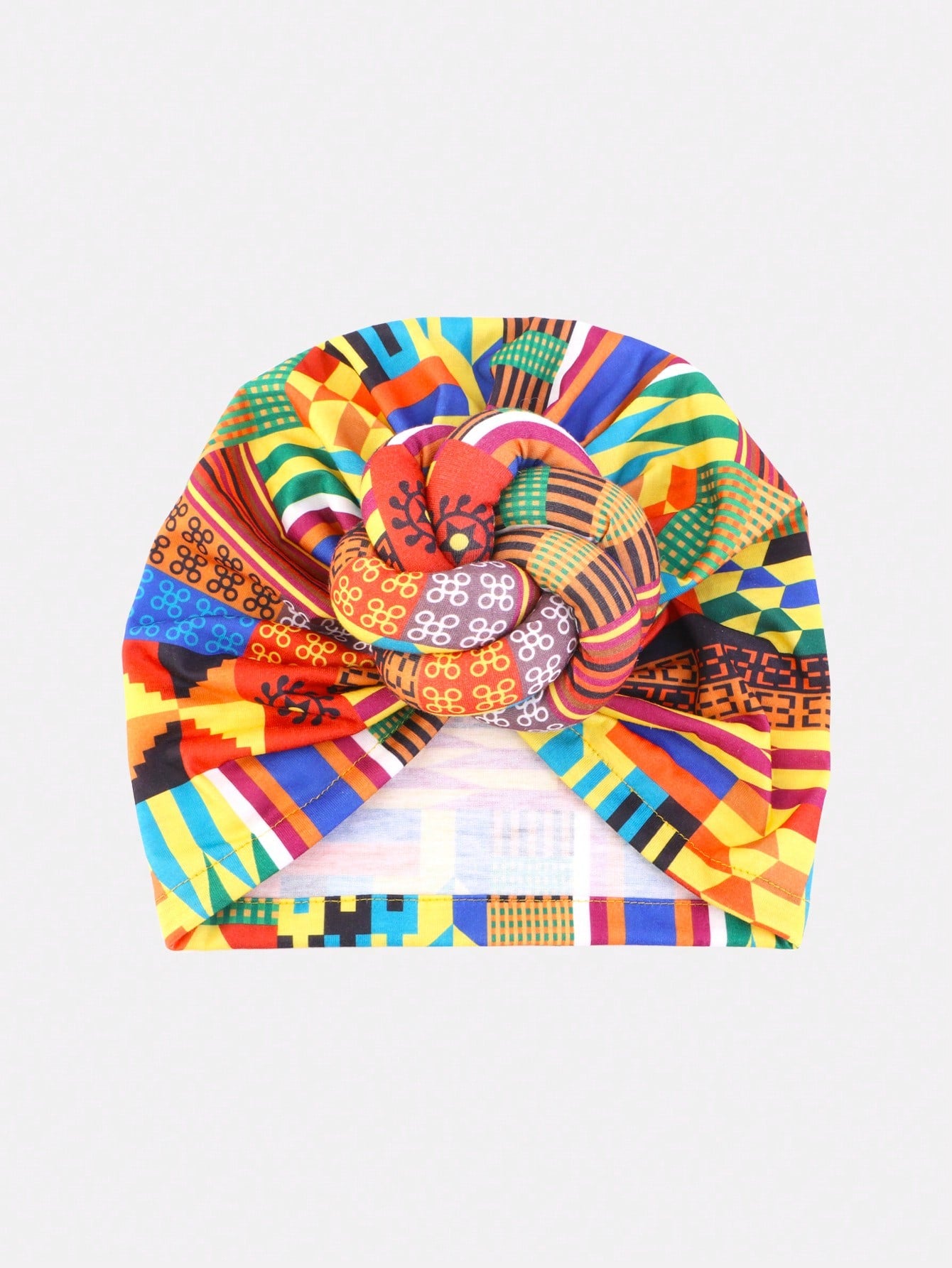 قطعة واحدة من توربان رأس نسائي مطبوع مطاطي، مزين بتفصيل اللوالب، مناسب للارتداء اليومي