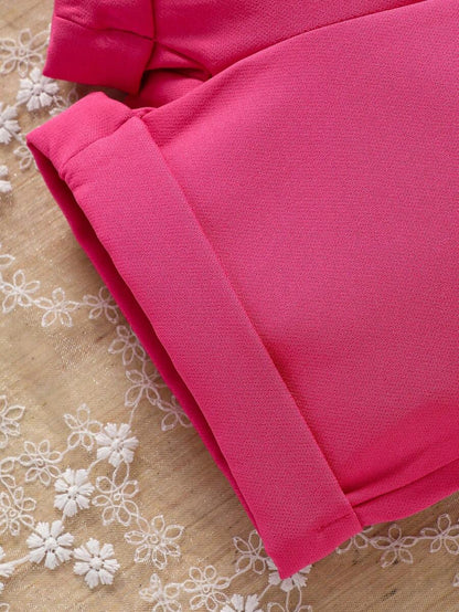 للاطفال موحدة اللون صدرية كامي مع البنطلون القصير و صف ازرار مزدوجة جاكيت صدري