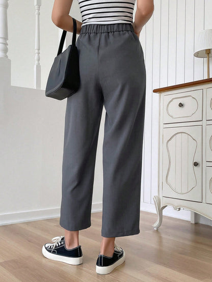 بنطلون كاجوال بلون سادة طول 3/4