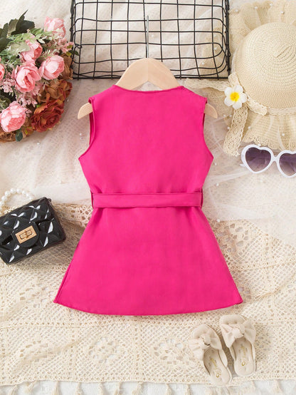 للاطفال موحدة اللون صدرية كامي و حزام معطف صدري