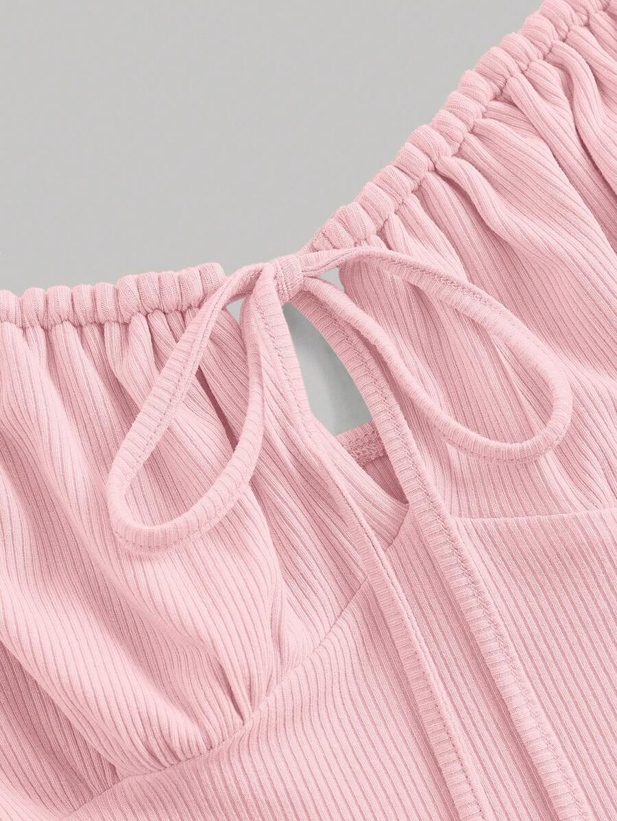 فستان كامي ربطة امامية طية صدر بربطة كتف