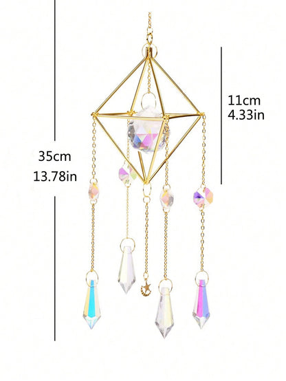 دقات الرياح الكريستالية الاصطناعية ، ديكور هندسي حديث معلق على الحائط لتزيين المنزل في الهواء الطلق