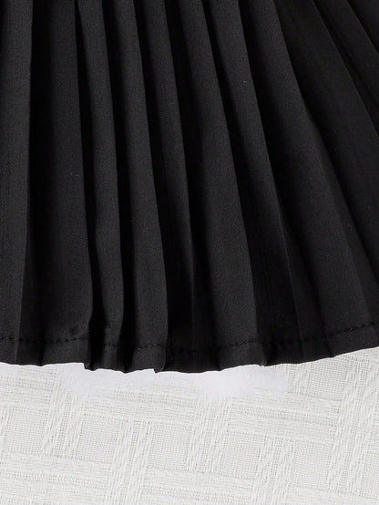 فستان كامي موحدة اللون حافة تجاعيد للاطفال