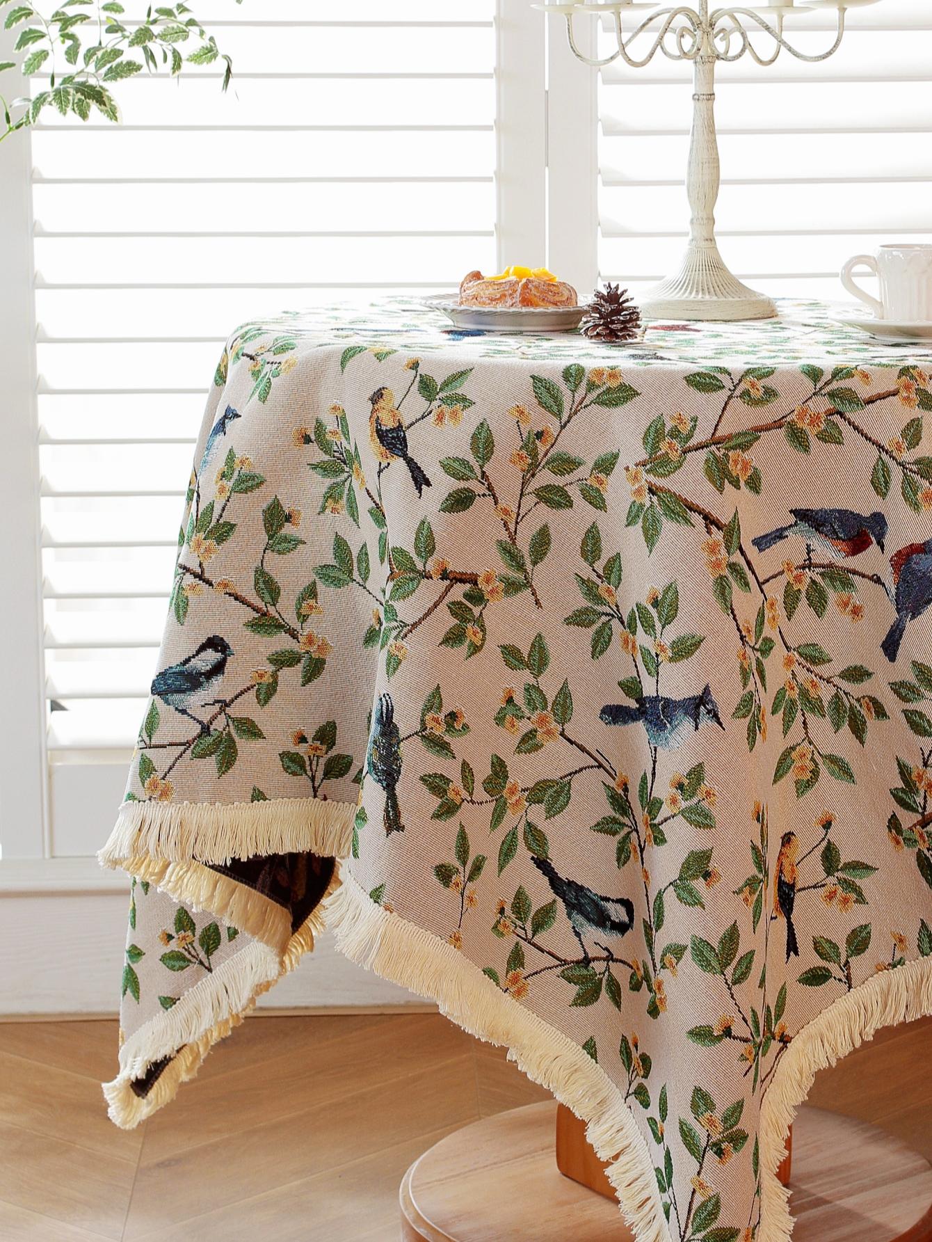 قطعة واحدة رومانسي طائر حياكة جاكار مستطيل مفارش طاولات للحفلة , غرفة العشاء , و ريفي منزل زخارف
