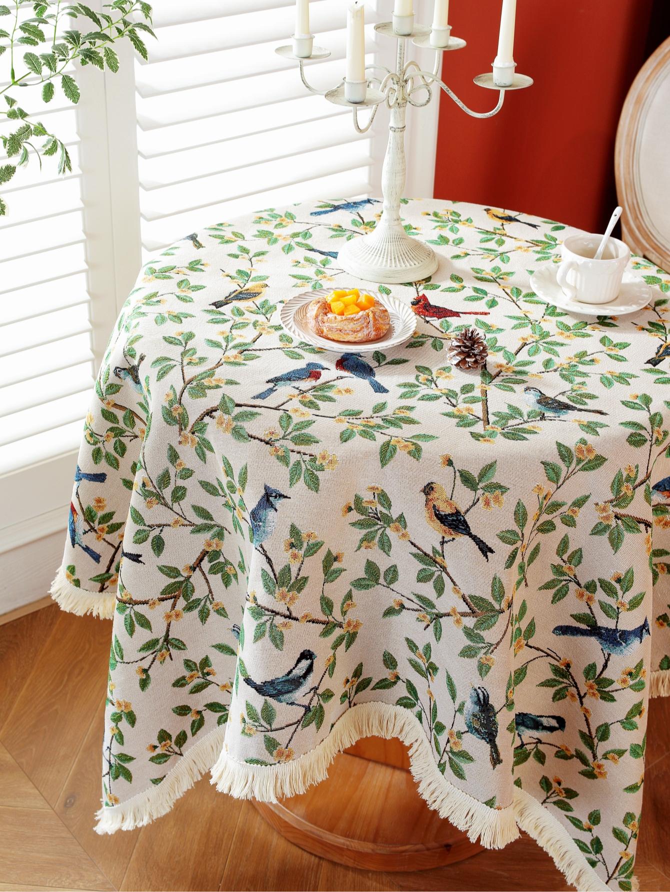 قطعة واحدة رومانسي طائر حياكة جاكار مستطيل مفارش طاولات للحفلة , غرفة العشاء , و ريفي منزل زخارف