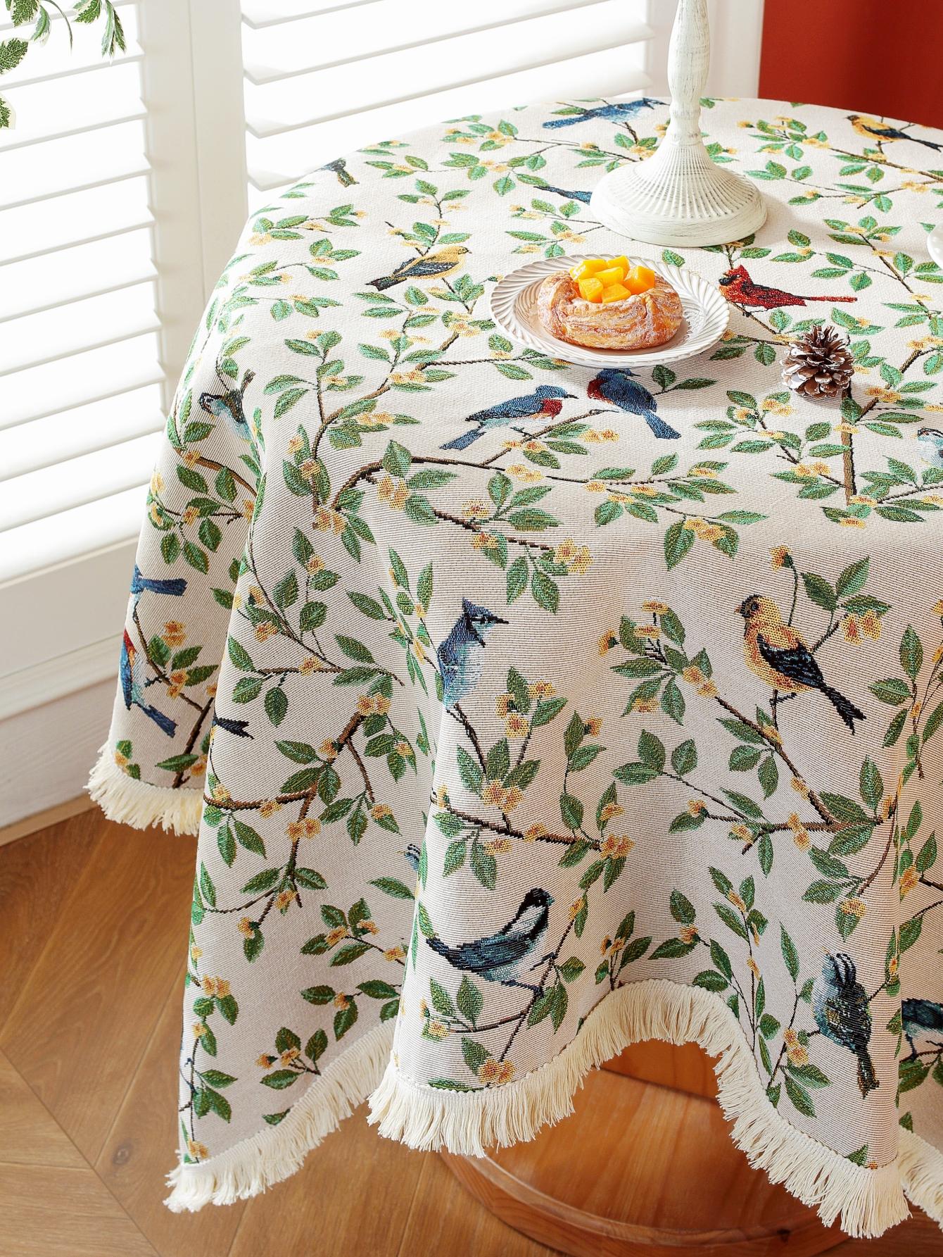 قطعة واحدة رومانسي طائر حياكة جاكار مستطيل مفارش طاولات للحفلة , غرفة العشاء , و ريفي منزل زخارف