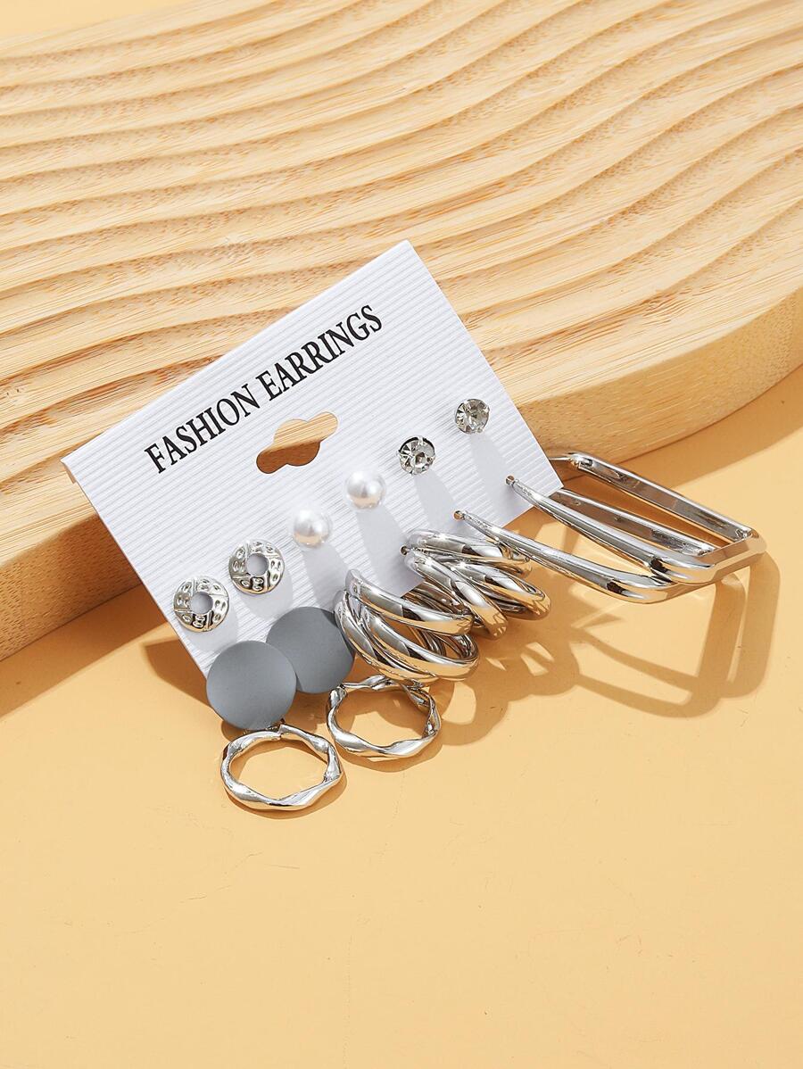 أقراط مزينة بلؤلؤ صناعي 6أزواج/طقم