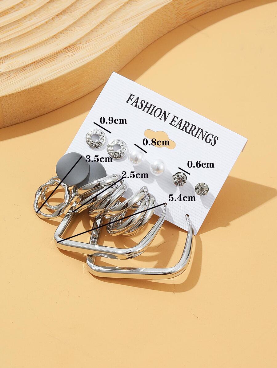 أقراط مزينة بلؤلؤ صناعي 6أزواج/طقم