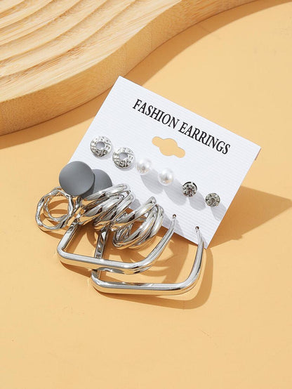 أقراط مزينة بلؤلؤ صناعي 6أزواج/طقم