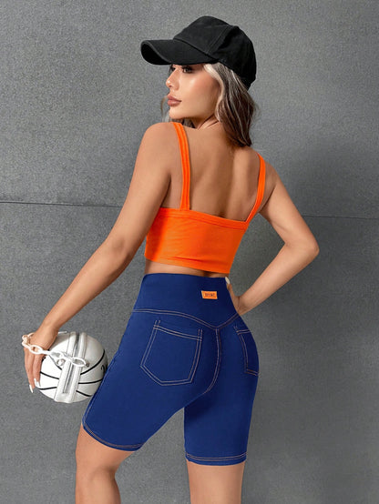 شورت ركوب الدراجات النارية مدرز بالحروف شريط منسوج