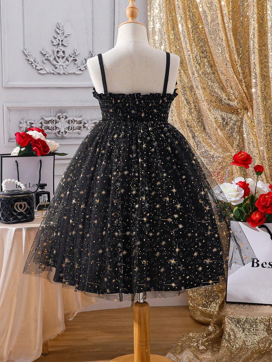 فستان ملابس علوية الكامي للفتيات بالمرحلة الانتقالية بطبقات مزخرفة بالنجوم