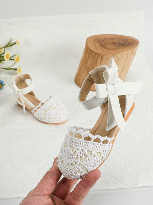 حذاء مسطح بحزام كاحل تنفس مضفور الى خارجي للاطفال