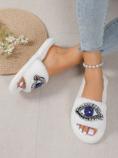 شباشب منزلية غامضة للنساء من حجر الراين