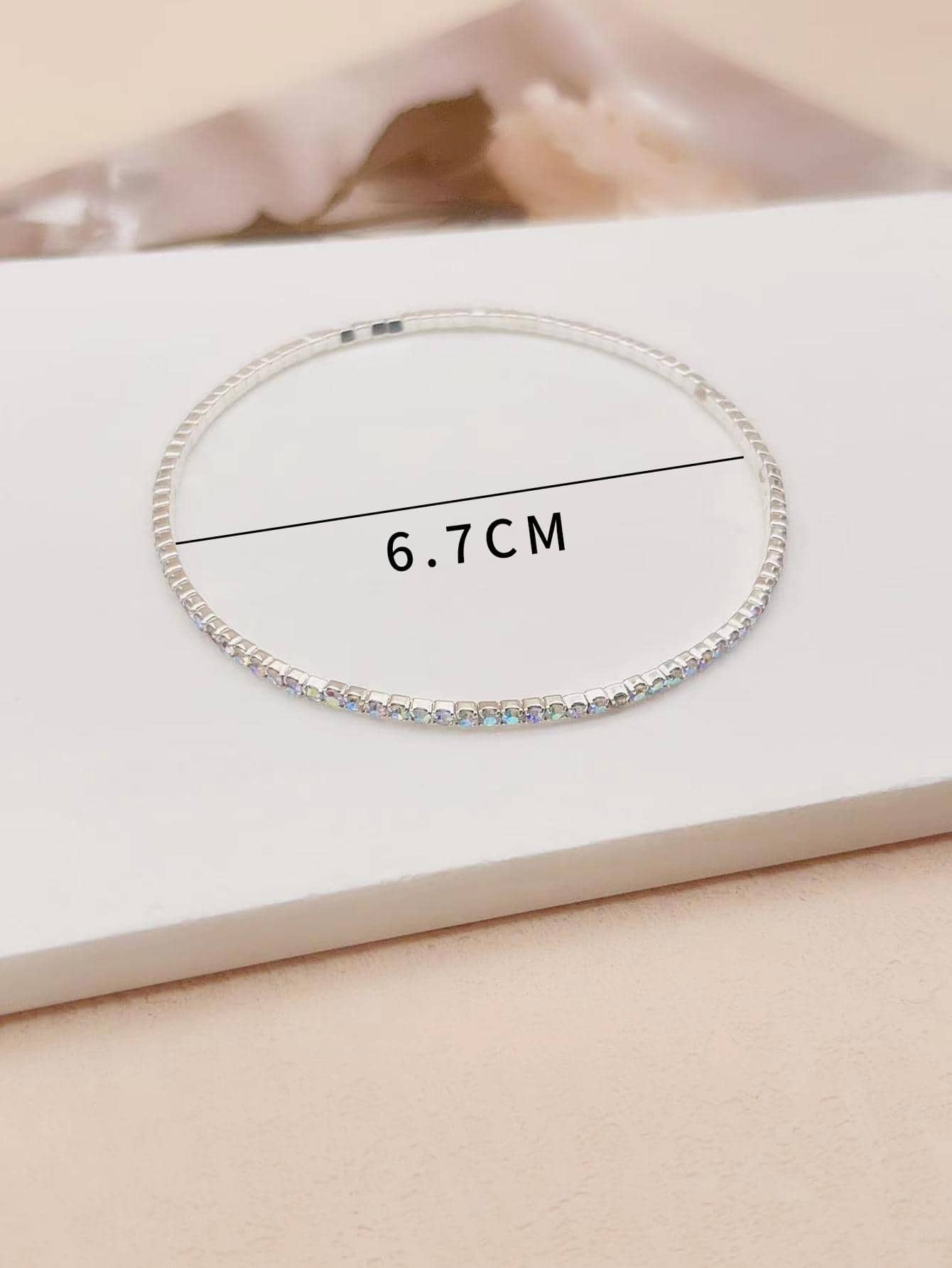 سلسلة كاحل رفيعة جداً بالكريستال الماسي الصناعي, لامعة ومطاطية،إكسسوار متألق لحفلات الشاطئ والتجمعات