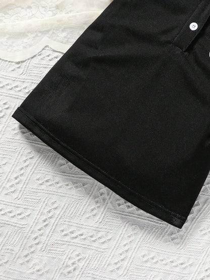 فستان مصحح بدب بعنق بولو اكمام منتفخة للاطفال