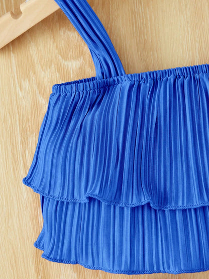 صدرية كامي مع البنطلون القصير مقلم بكشكش للاطفال