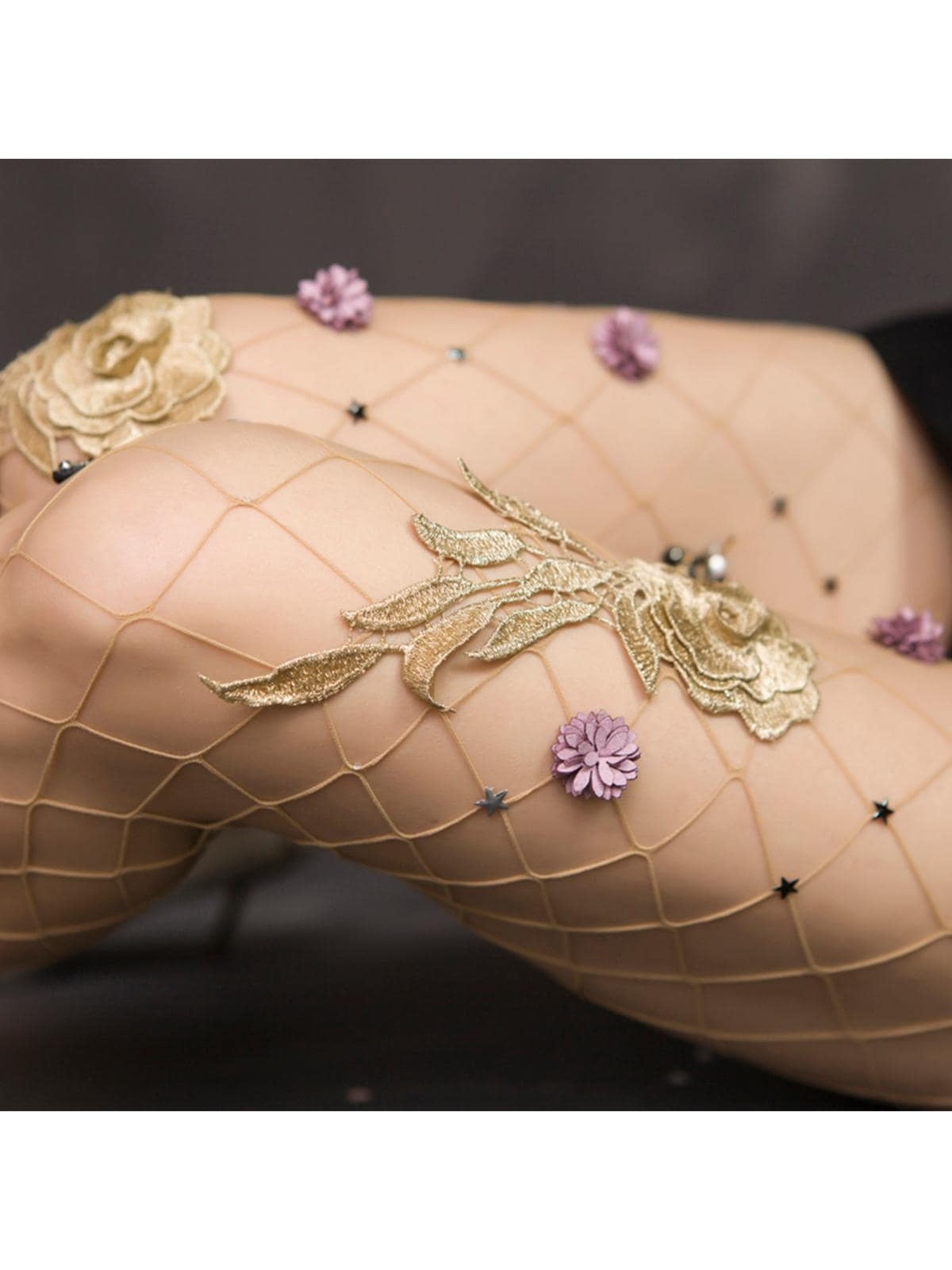 الجوارب نمط شبكة صيد السمك مزخرف بازهار