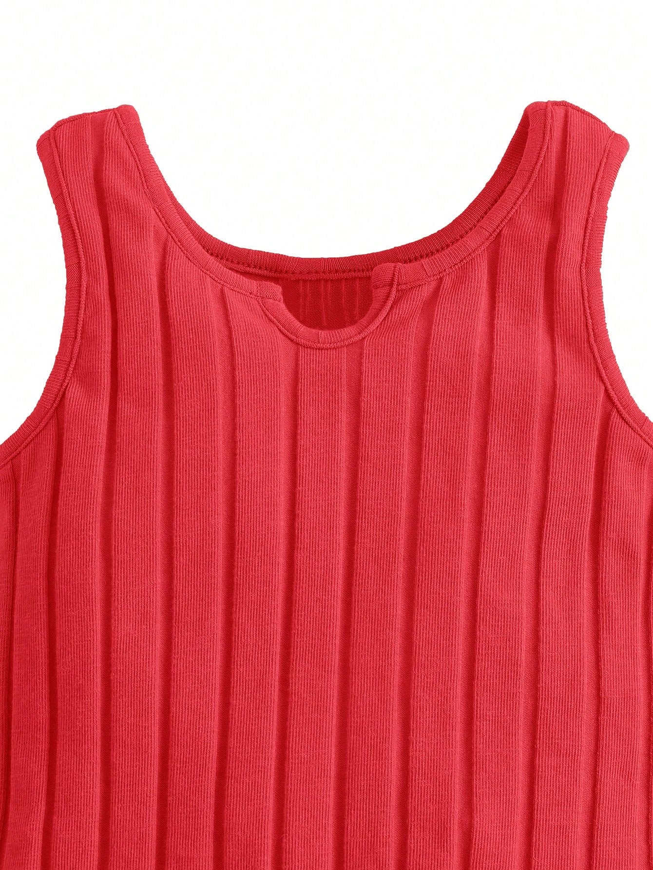 قميص دبابة بخطوط مضلعة وسروال قصير مربوط للبنات الرضع