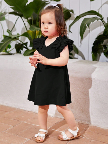 ثوب لطيف بحافة مكشكشة مريح للأطفال الصغيرات مناسب للصيف