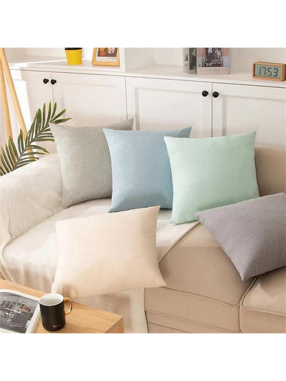 غطاء وسادة قطني بلون واحد لطيف باللون الوردي ، والأخضر ، والأزرق، وغيرها