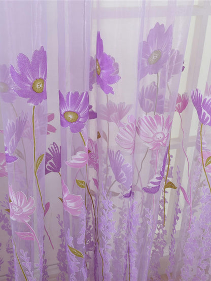 ستارة زجاجية مطبوعة بشبكة وزهر (نمط عشوائي) ، جميلة ومنعشة ، ألوان متعددة