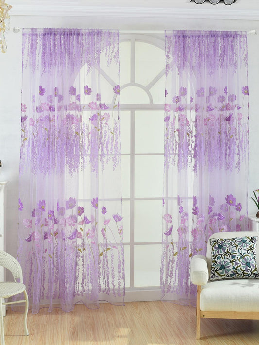 ستارة زجاجية مطبوعة بشبكة وزهر (نمط عشوائي) ، جميلة ومنعشة ، ألوان متعددة