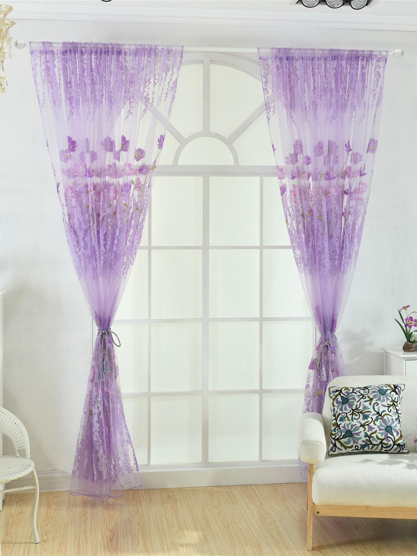 ستارة زجاجية مطبوعة بشبكة وزهر (نمط عشوائي) ، جميلة ومنعشة ، ألوان متعددة