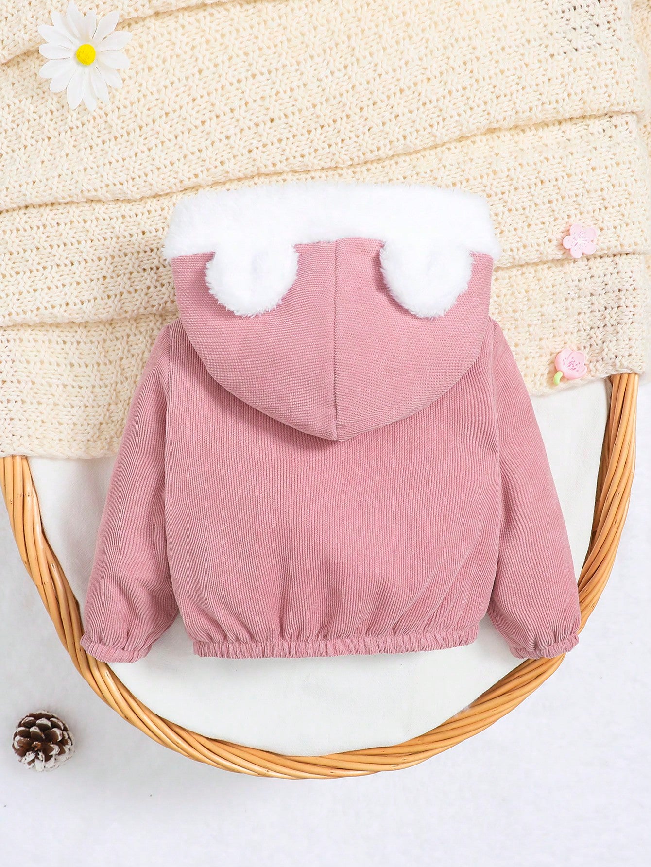 مولود جديد للاطفال بنات لطيفة مريح سميكة قبعة دافئ جاكيت معطف