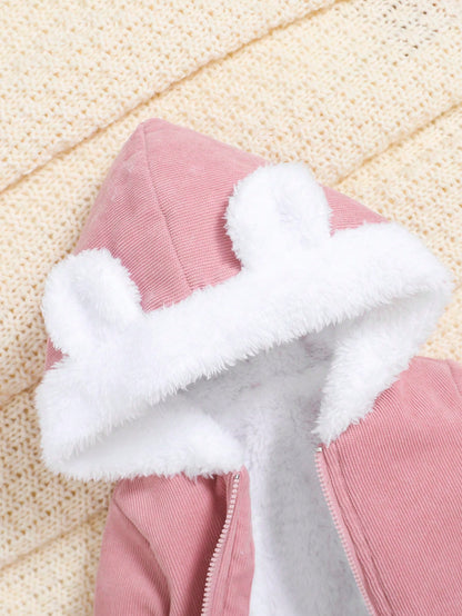 مولود جديد للاطفال بنات لطيفة مريح سميكة قبعة دافئ جاكيت معطف