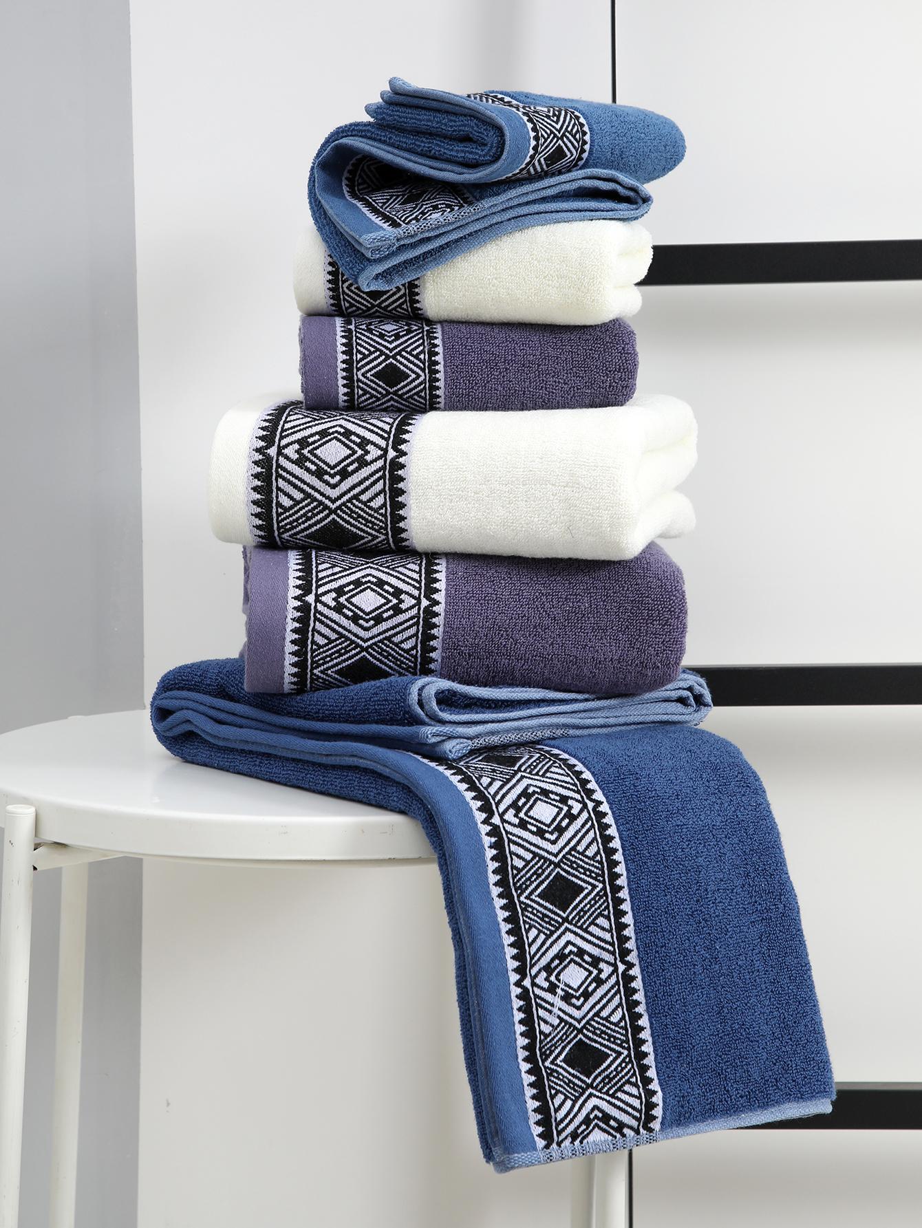 منشفة واحدة/منشفة حمام 1 واحد و2 قطع مجموعة (منشفة حمام   منشفة وجه) طراز معيني سميك