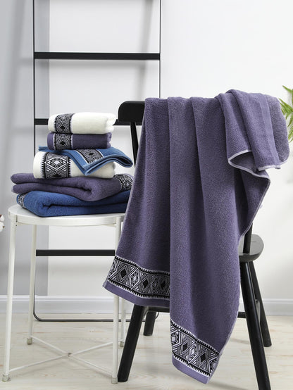منشفة واحدة/منشفة حمام 1 واحد و2 قطع مجموعة (منشفة حمام   منشفة وجه) طراز معيني سميك
