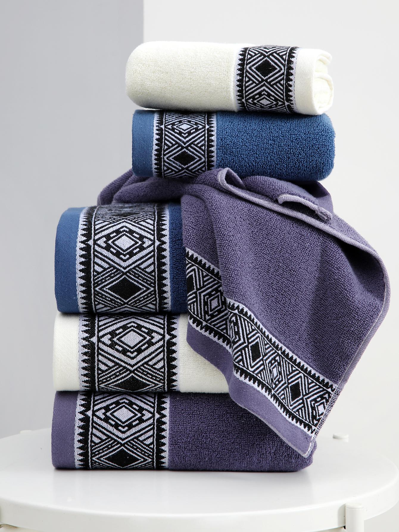 منشفة واحدة/منشفة حمام 1 واحد و2 قطع مجموعة (منشفة حمام   منشفة وجه) طراز معيني سميك