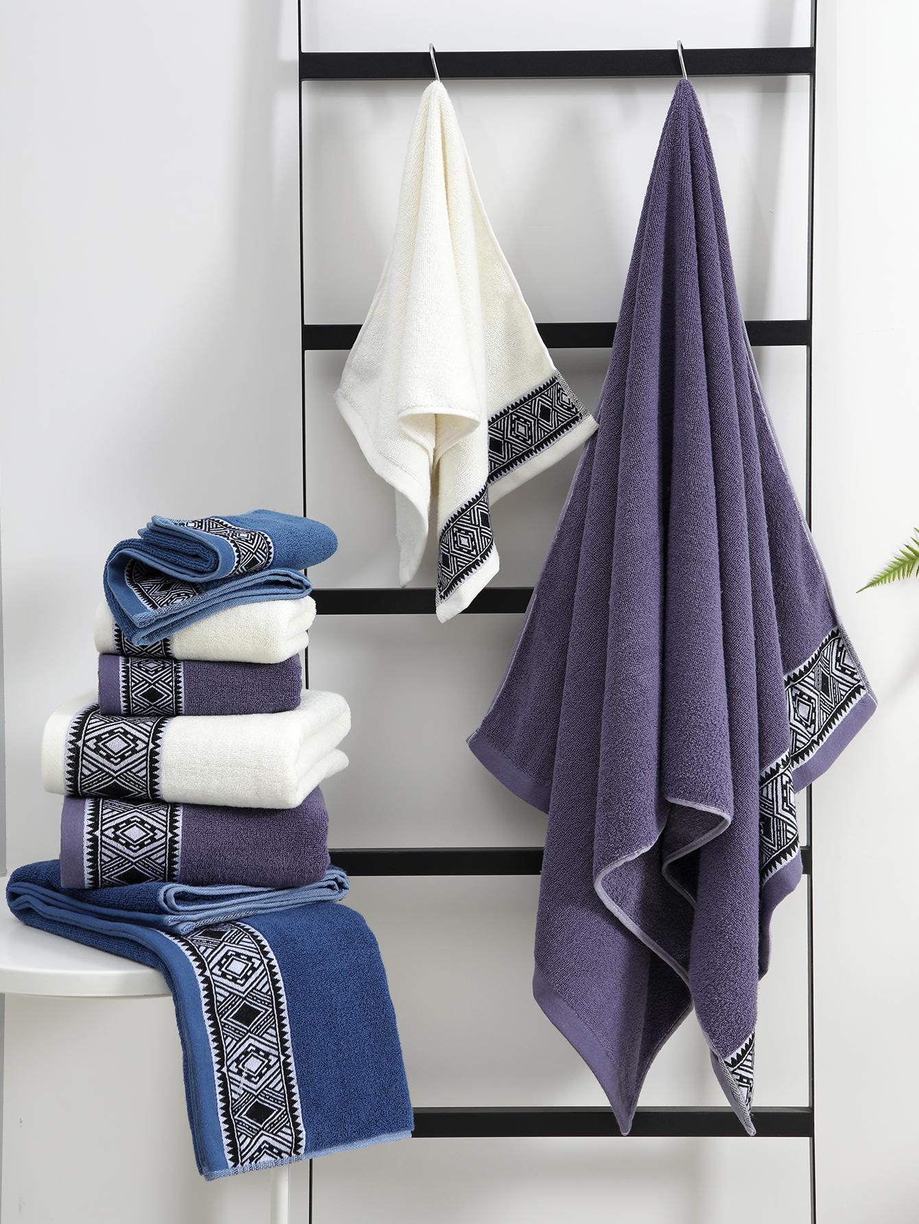 منشفة واحدة/منشفة حمام 1 واحد و2 قطع مجموعة (منشفة حمام   منشفة وجه) طراز معيني سميك