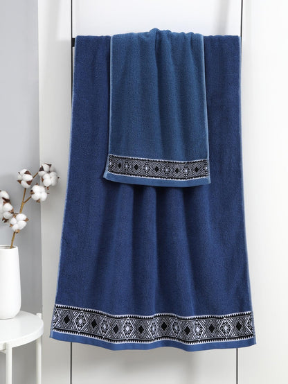 منشفة واحدة/منشفة حمام 1 واحد و2 قطع مجموعة (منشفة حمام   منشفة وجه) طراز معيني سميك